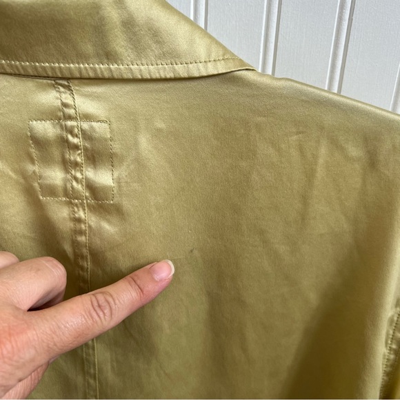 GO by GoSilk Light Chartreuse Yellow/Green 100% Silk Button Up Blouse Size XL - Picture 4 of 6